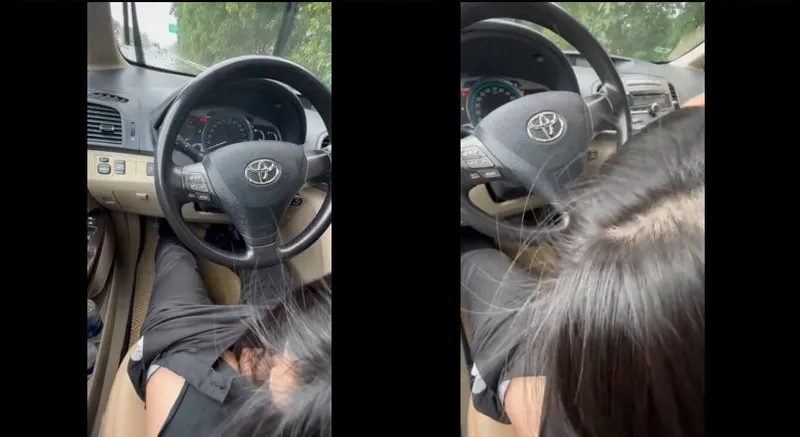 Bồ mưa thích bú bú trên xe ô tô